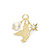 Charm argint placat cu aur galben cu perla naturala, pasare si stea DiAmanti AN6176-PYG-AS